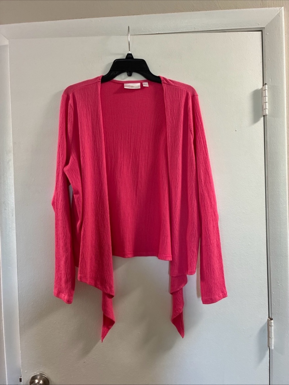 Belle by Kim Gravel Hot Pink Open-Front Draped Cardigan